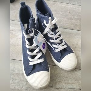 Kids Cat & Jack Shiloh High top Lace up, Side zip Sneakers Size 6